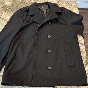 Alpine Swiss Classic Black Peacoat for Men